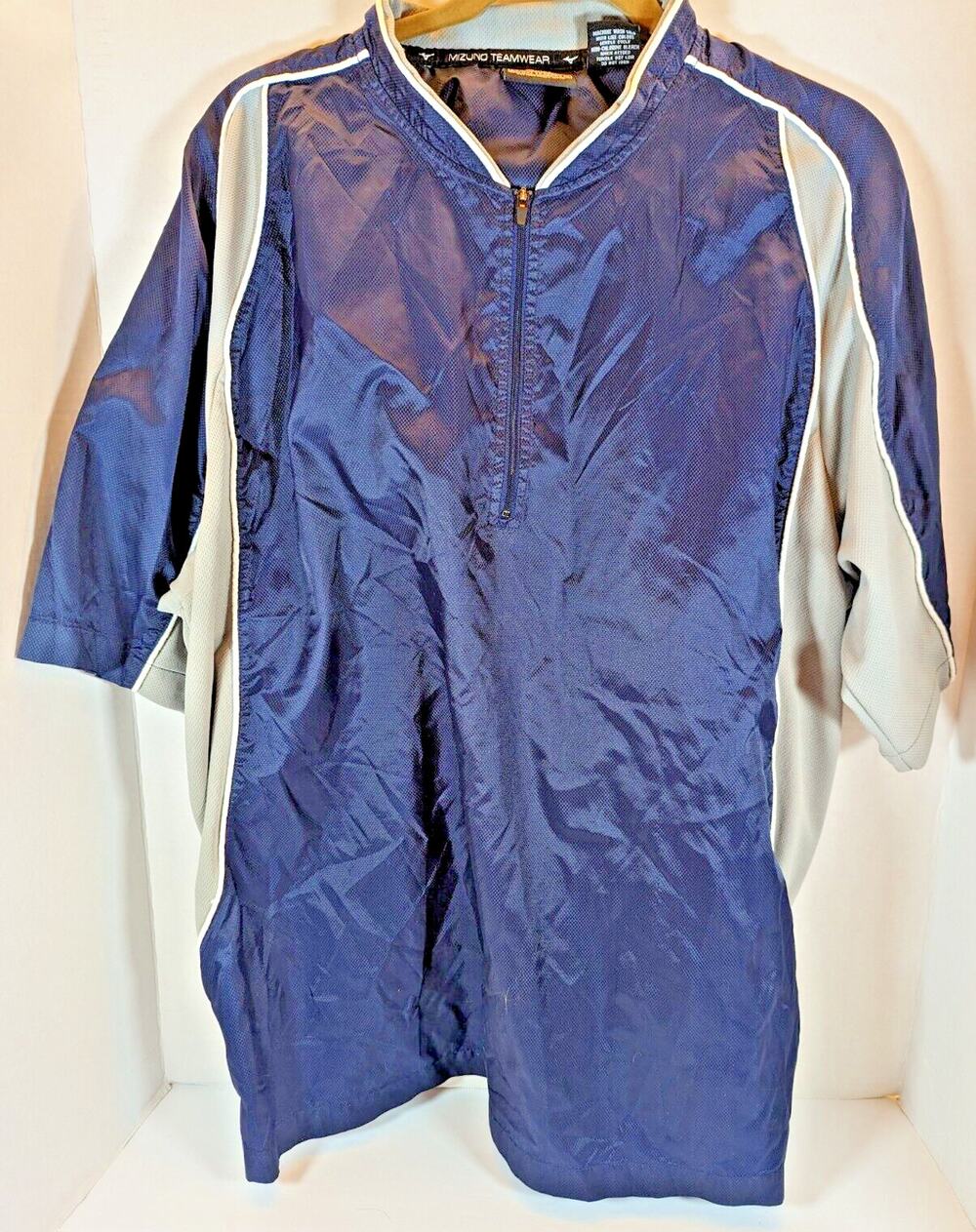 Mizuno Teamwear Blue/Grey Short Sleeve Sports Vented Pullover 1/4 Zip - XL
